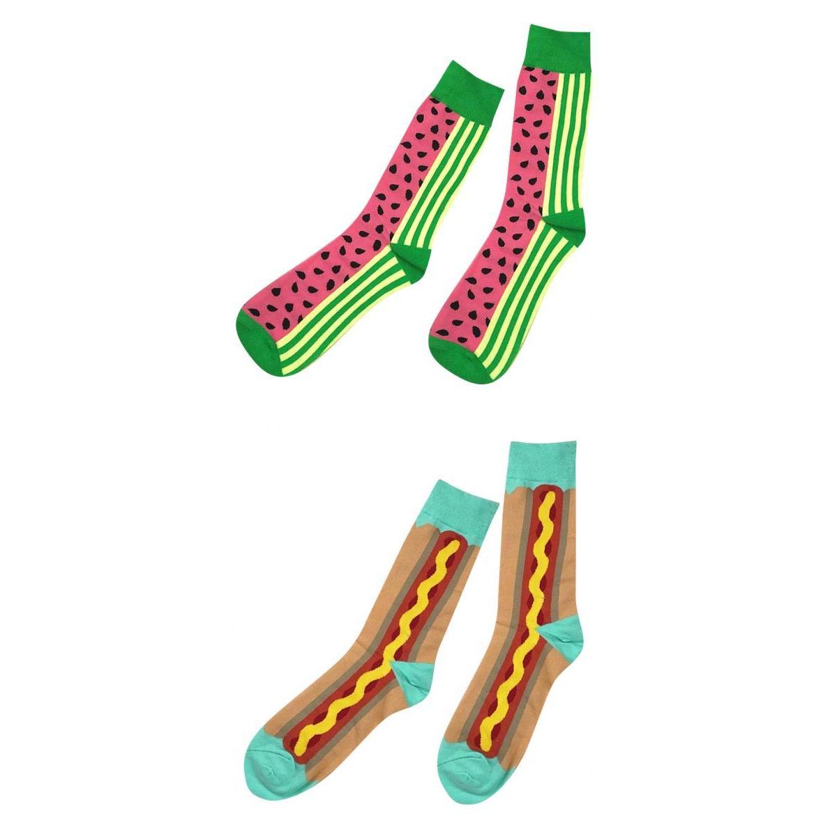 2 Pairs Colorful High Ankle Print Funny Pattern Cotton Middle Socks