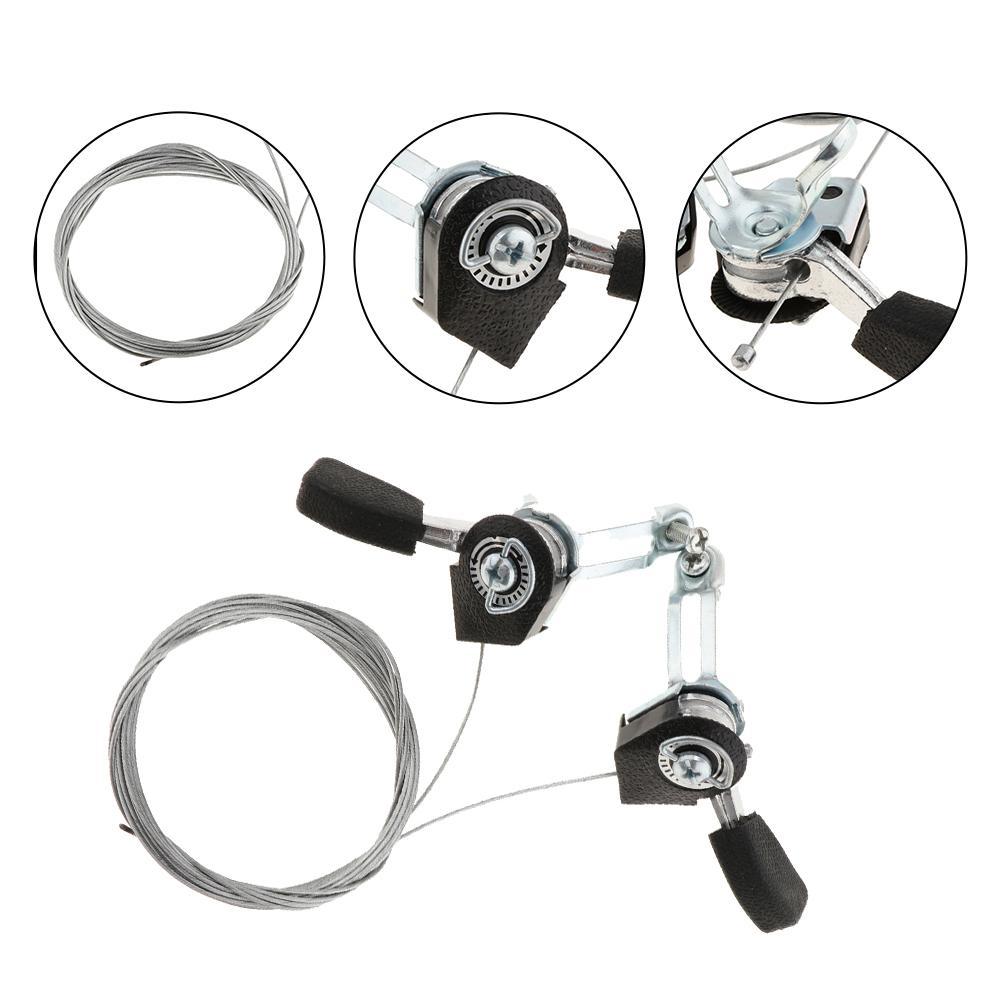 2 Pairs 3x5/6/7 Speed MTB Bike Thumb Gear Shifter Top Mount Shifters Silvery