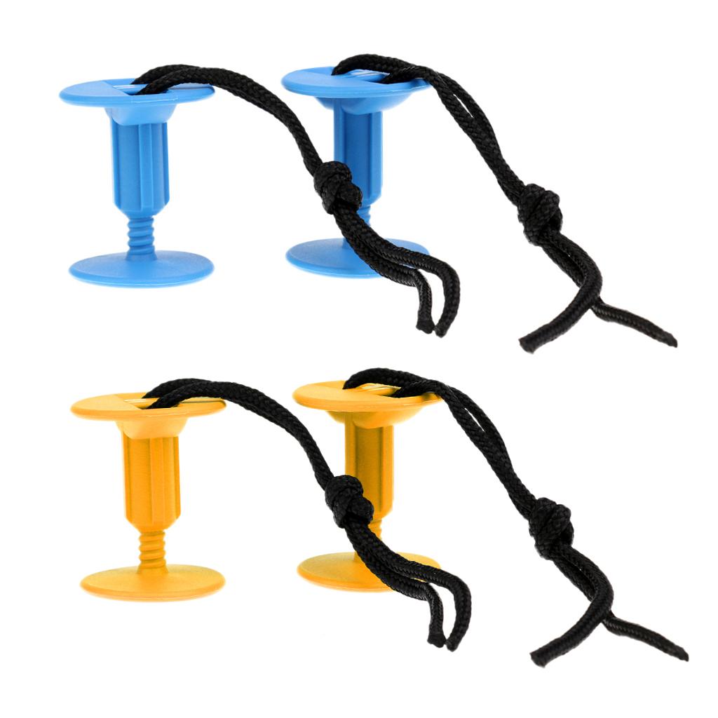 2 Pairs Bodyboard Surfboard Body Board Threaded Leash Plugs with Cord String