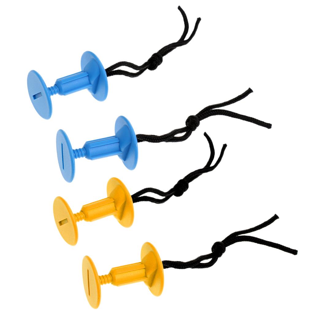 2 Pairs Bodyboard Surfboard Body Board Threaded Leash Plugs with Cord String