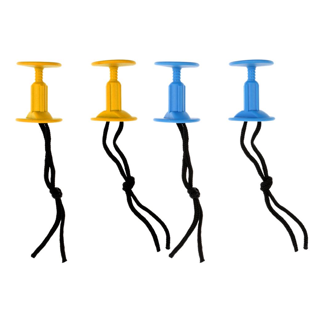2 Pairs Bodyboard Surfboard Body Board Threaded Leash Plugs with Cord String
