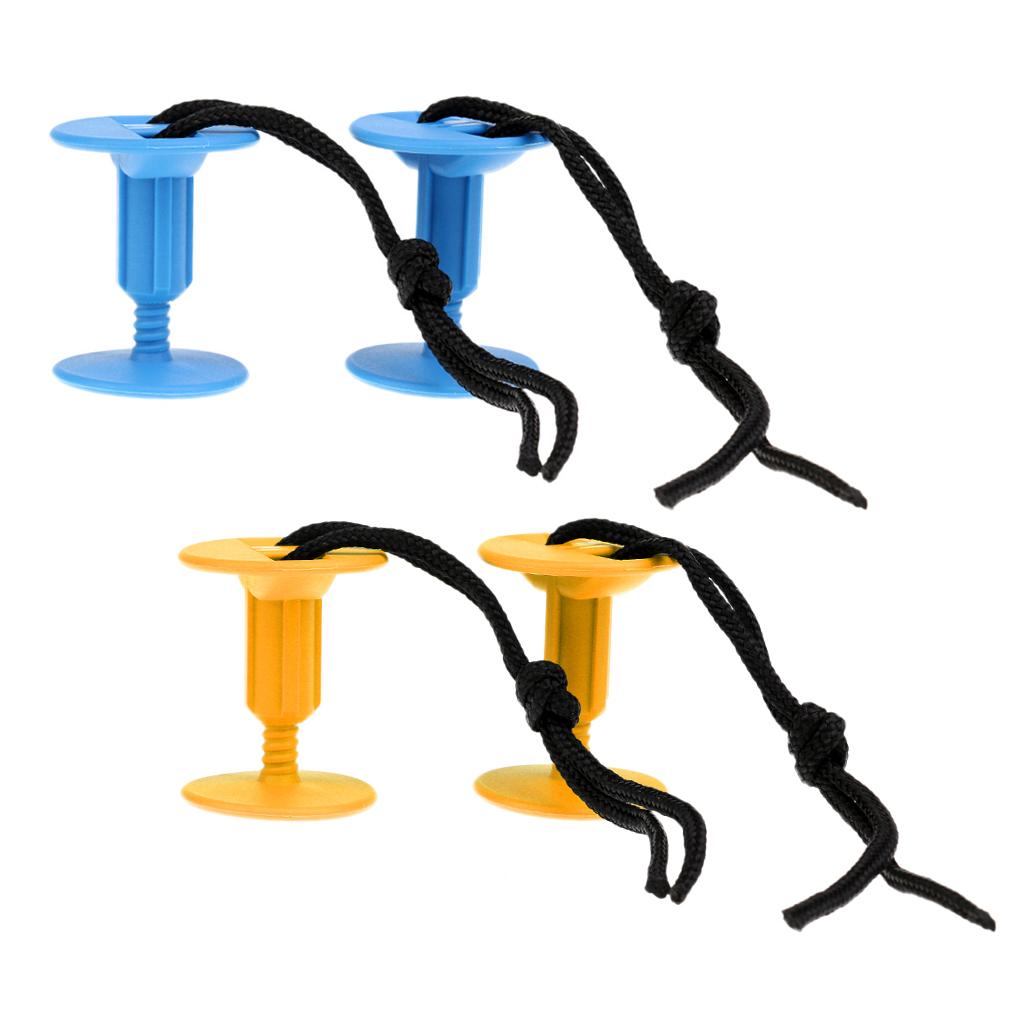 2 Pairs Bodyboard Surfboard Body Board Threaded Leash Plugs with Cord String