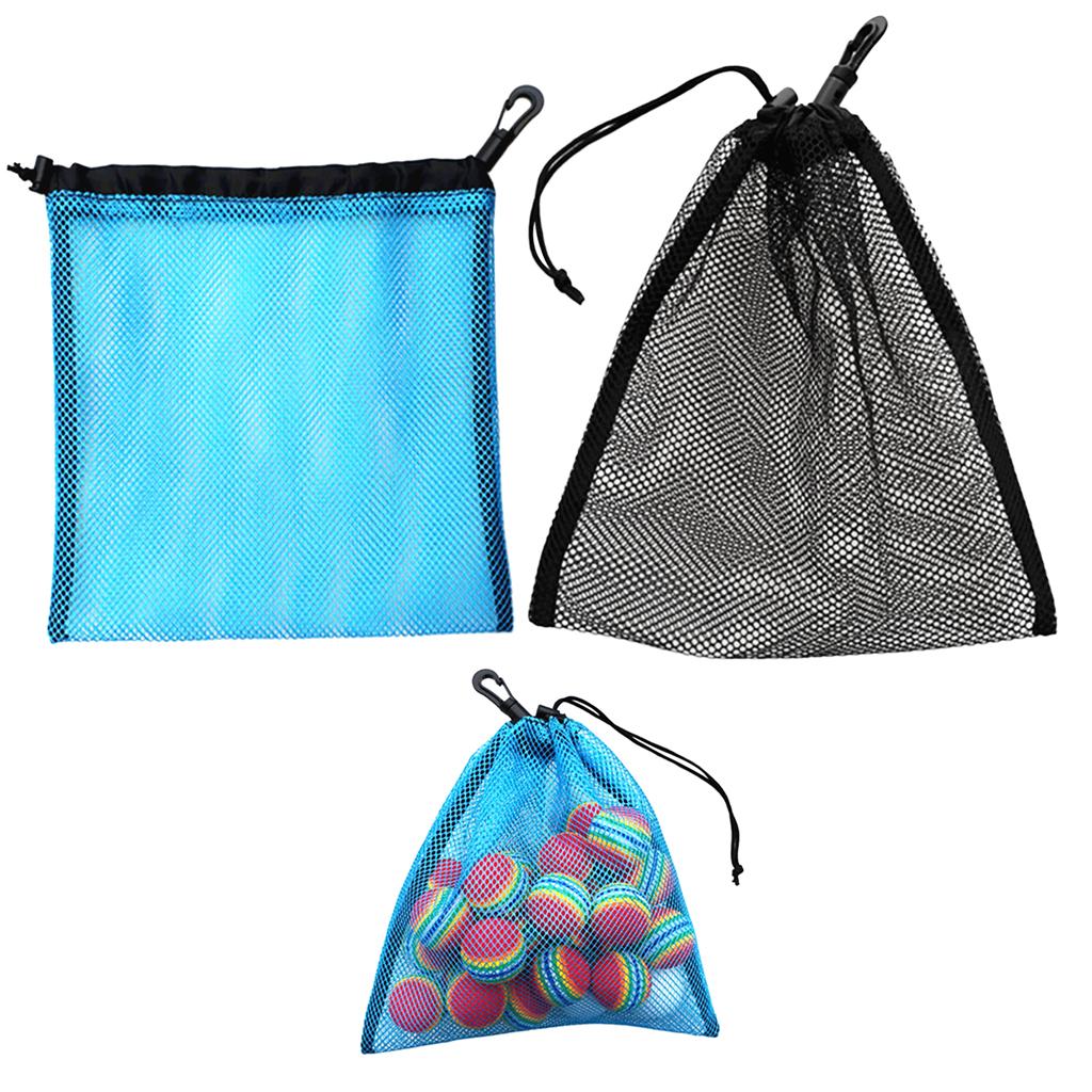 2 Pieces Mesh Nets Bag Golf Tennis Ball Holder Dive Gear Reels Storage Pouch