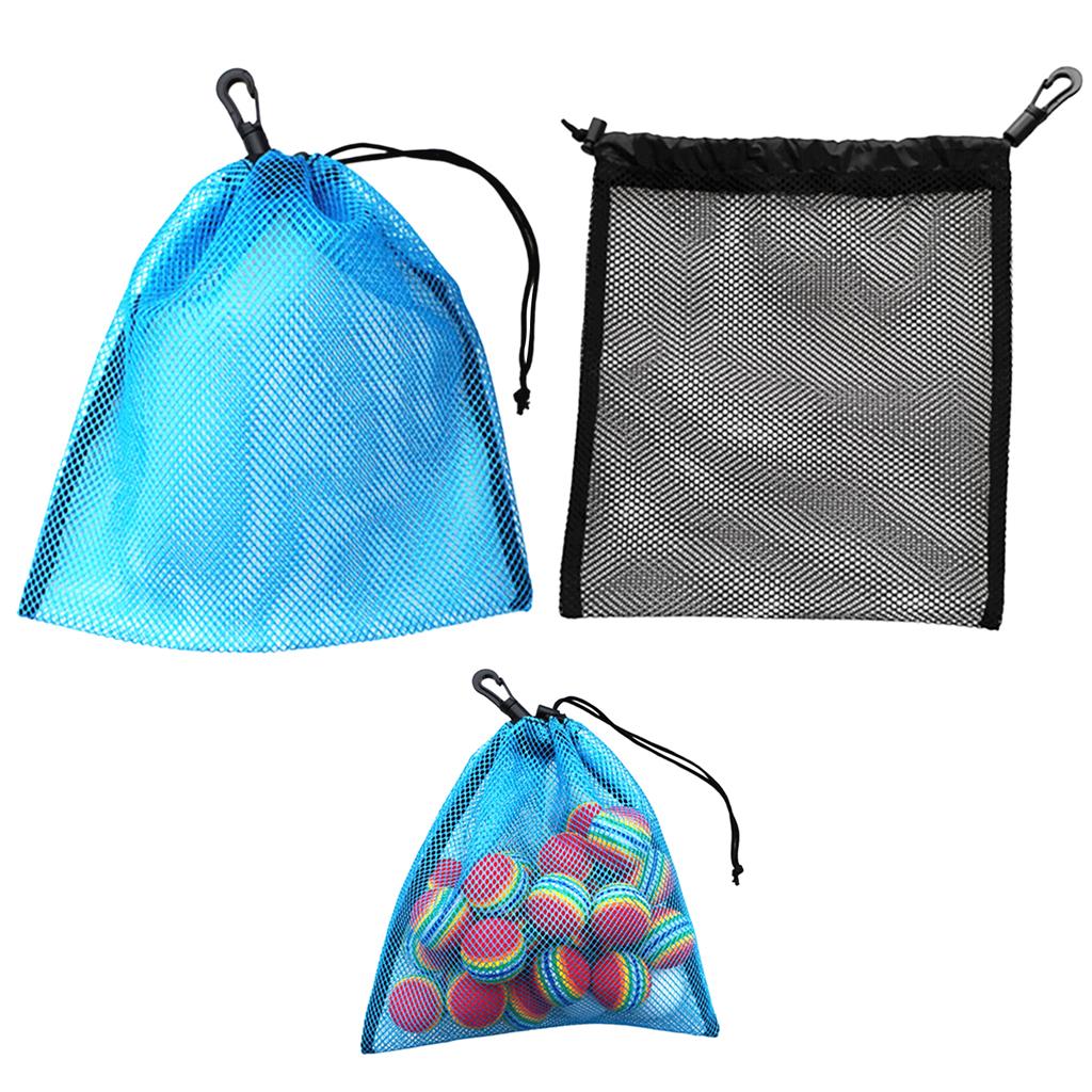 2 Pieces Mesh Nets Bag Golf Tennis Ball Holder Dive Gear Reels Storage Pouch
