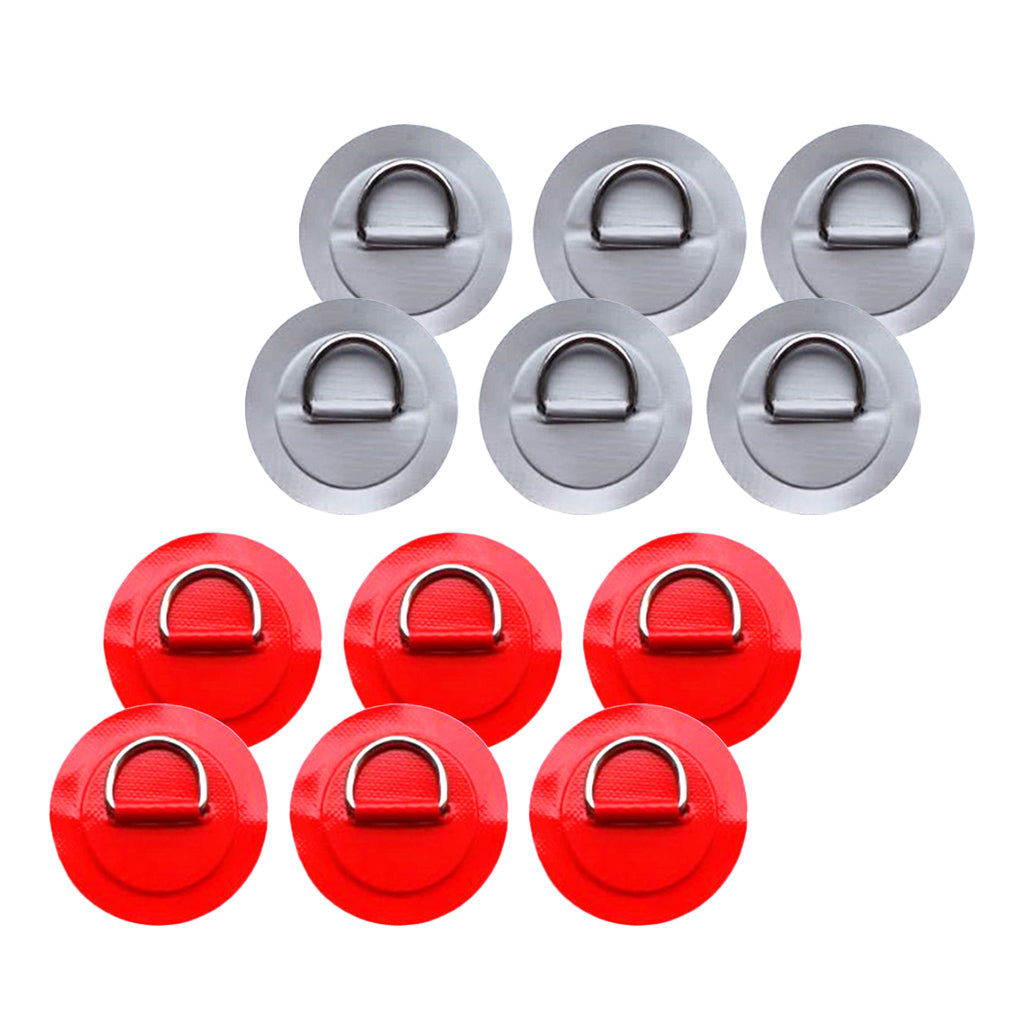 12Pcs Kayak Inflatable Boat Stainless Steel D Ring PVC Patch Red Silver
