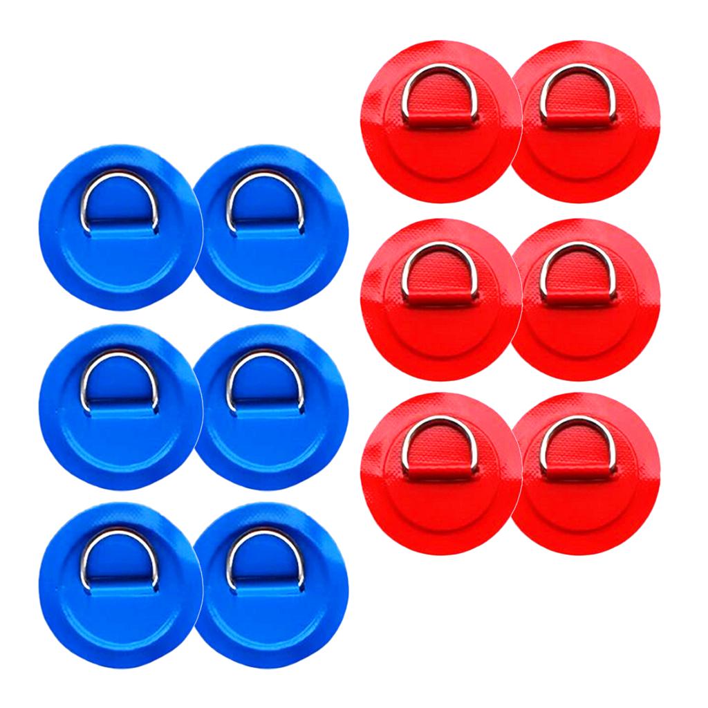 12Pcs Kayak Inflatable Boat Stainless Steel D Ring PVC Patch Red Blue