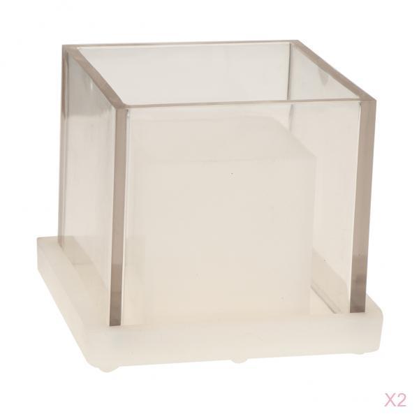 2 Pack Hollow Cube Shaped Plastic Clear Candle Molds Tealight Candles Holder