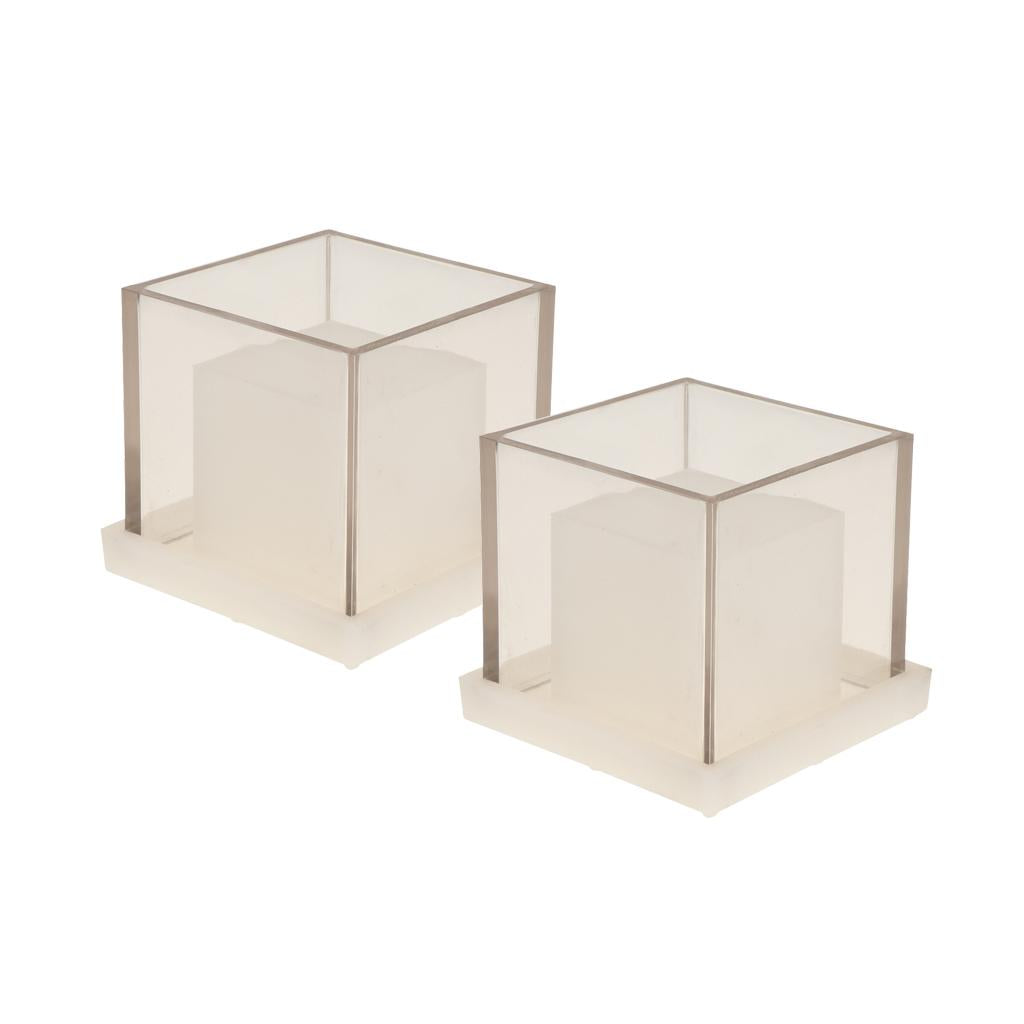 2 Pack Hollow Cube Shaped Plastic Clear Candle Molds Tealight Candles Holder