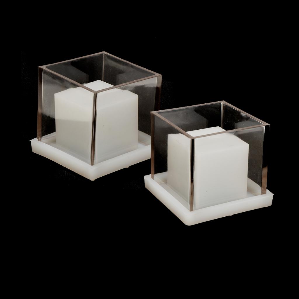 2 Pack Hollow Cube Shaped Plastic Clear Candle Molds Tealight Candles Holder