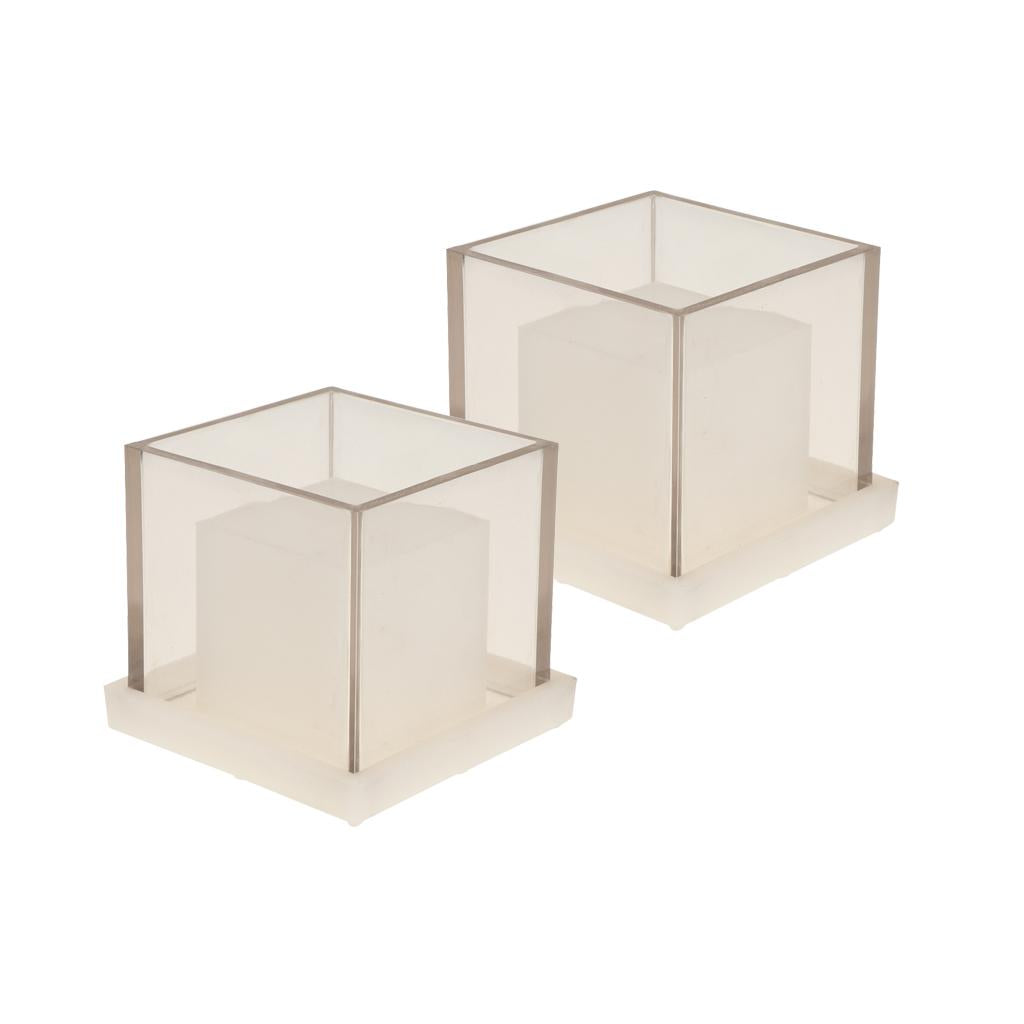 2 Pack Hollow Cube Shaped Plastic Clear Candle Molds Tealight Candles Holder