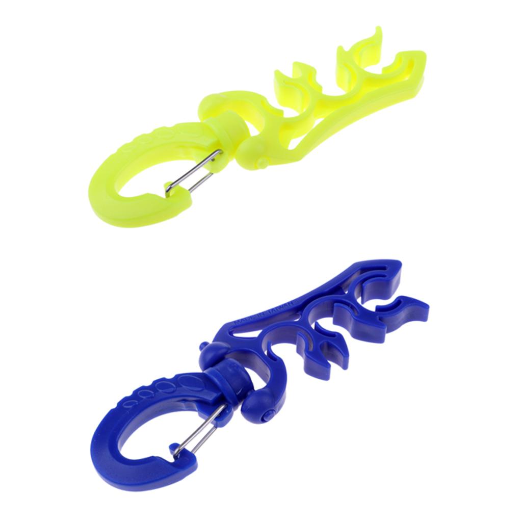 2Pcs Scuba Diving Triple 3 BCD Hose Holder Retainer with Folding Snap Clip