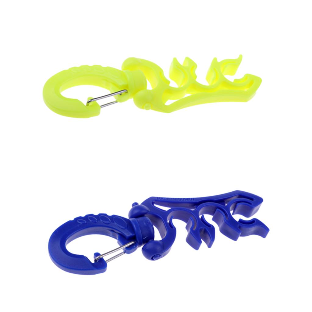 2Pcs Scuba Diving Triple 3 BCD Hose Holder Retainer with Folding Snap Clip