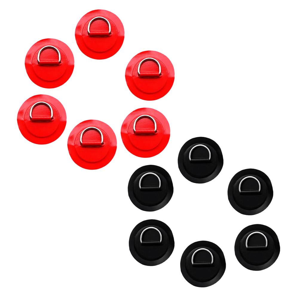 12Pcs Kayak Inflatable Boat Stainless Steel D Ring PVC Patch Black Red