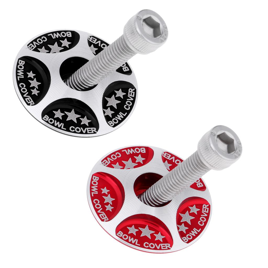 2Pcs MTB Mountain Road Bike Bicycle Aluminum Alloy Headset Stem Top Cap Gear