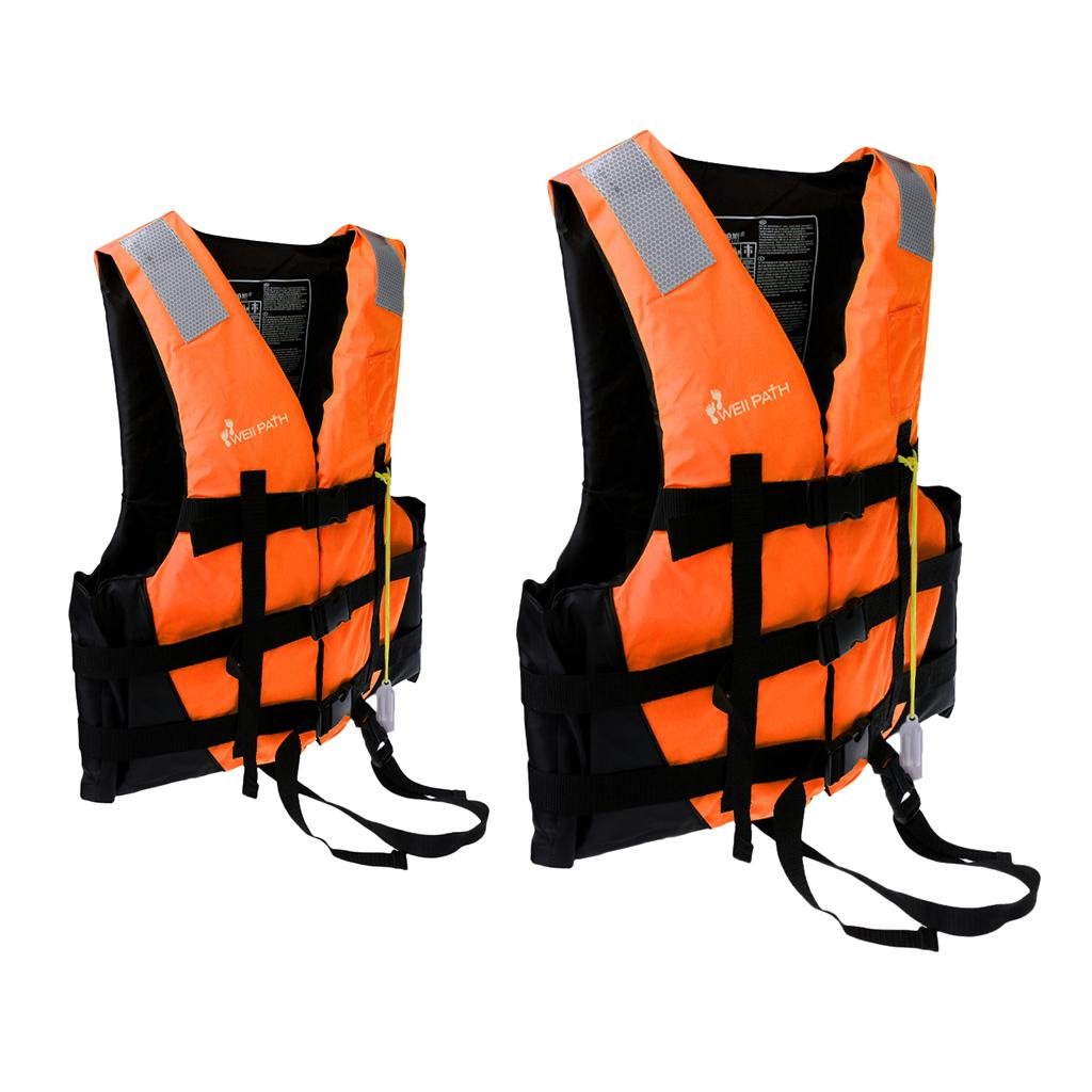 2Pcs Life Jacket Kayak Canoe Boat Swimming Fishing Vest Buoyancy Aid Orange