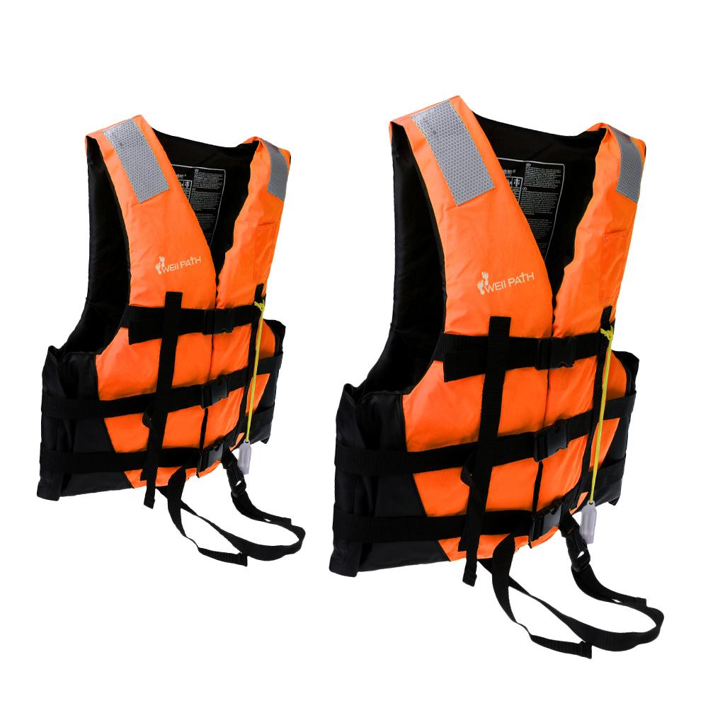 2Pcs Life Jacket Kayak Canoe Boat Swimming Fishing Vest Buoyancy Aid Orange