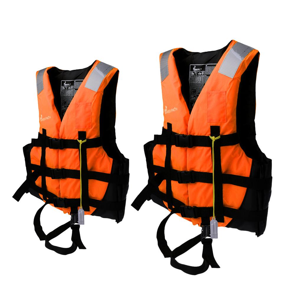 2Pcs Life Jacket Kayak Canoe Boat Swimming Fishing Vest Buoyancy Aid Orange