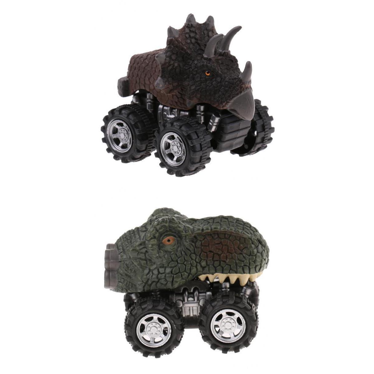 2Pcs Kids Children Pull Back Car Dinosaur Figures Jurassic Toy Model