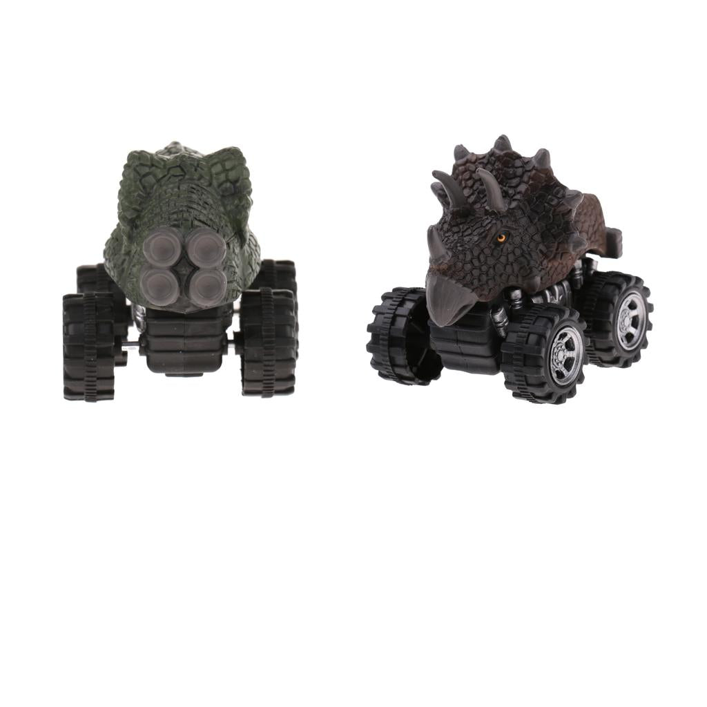 2Pcs Kids Children Pull Back Car Dinosaur Figures Jurassic Toy Model