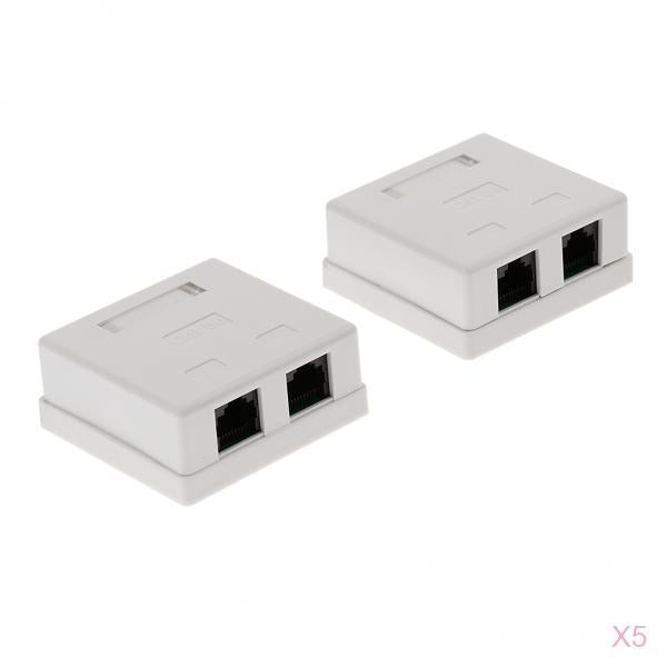 10x Cat5e DOUBLE Port Surface Mount Outlet Box Face Plate Backbox Combo