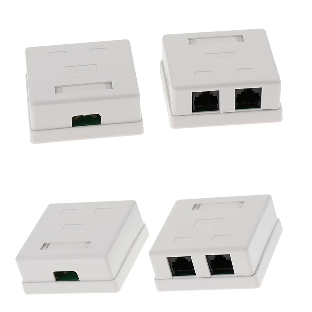4x Cat5e DOUBLE Port Surface Mount Outlet Box Face Plate Backbox Combo