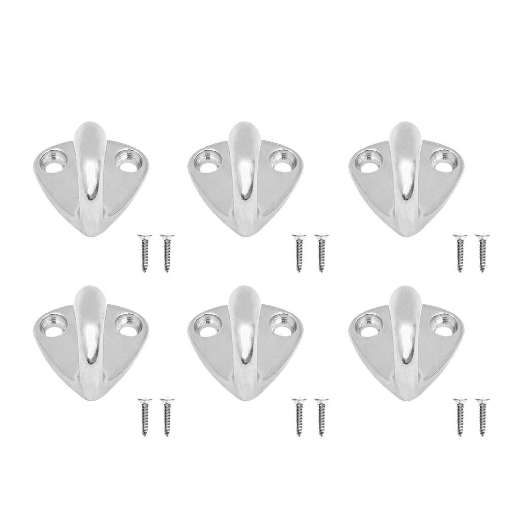 6Pieces Marine Grade Stainless Steel Boat Hook Coat and Hat Hook Wall Mount