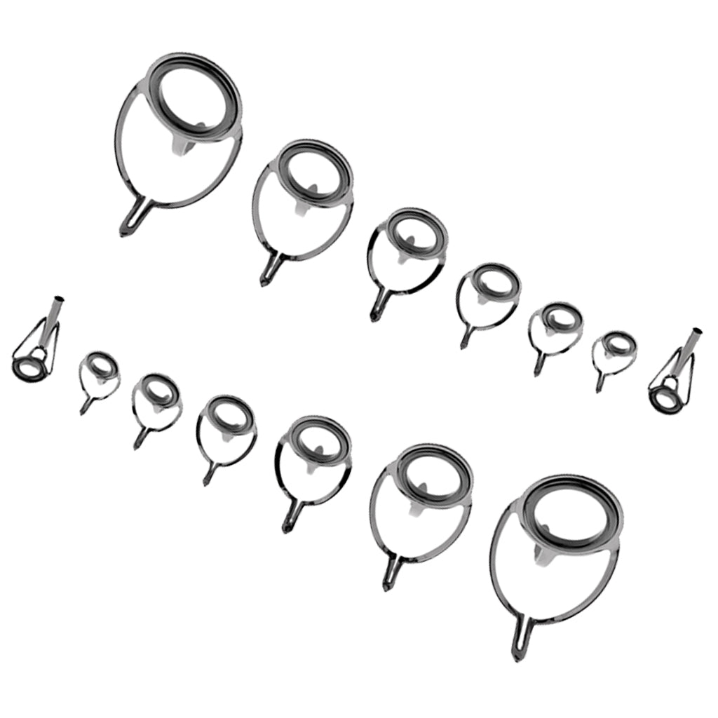 14pcs Ceramic Ring Eyes Fishing Rod Guide Free Stainless Steel Frame