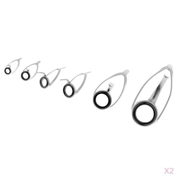 12Pcs Ceramic Ring Eyes Fishing Rod Guides Line Ring Stainless Steel Frame