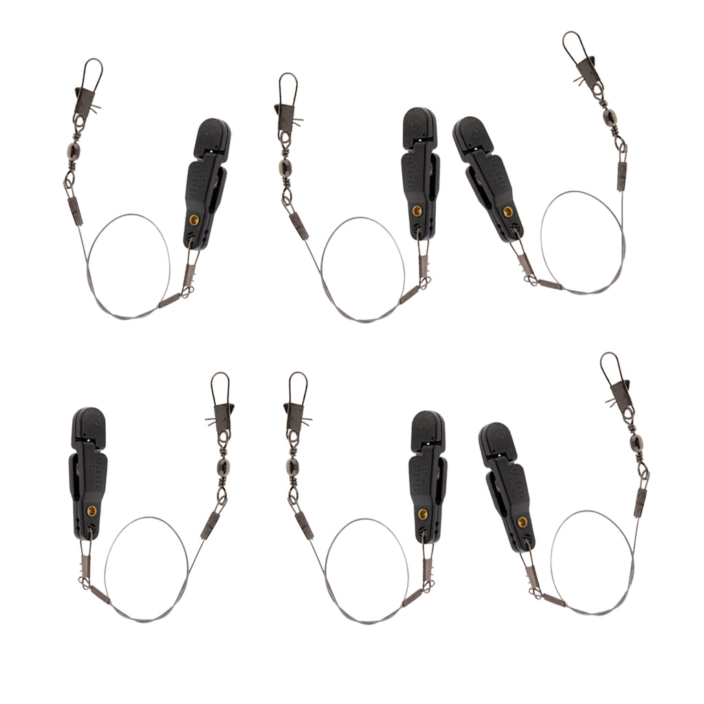 6pcs Snap Release Clip w/ Leader Snap for Outrigger Downrigger Planer Board