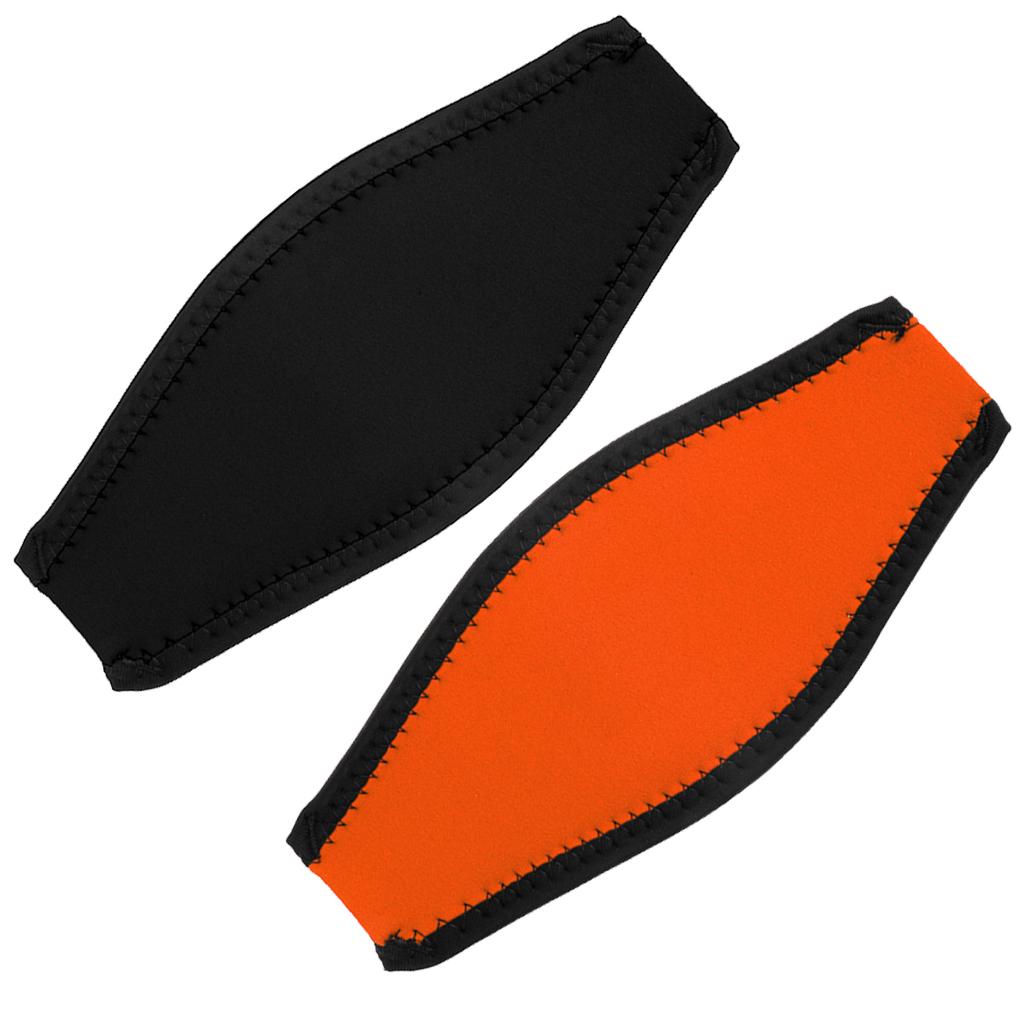 2Pcs Scuba Diving Snorkel Mask Neoprene Cover Protection Strap Orange+Black