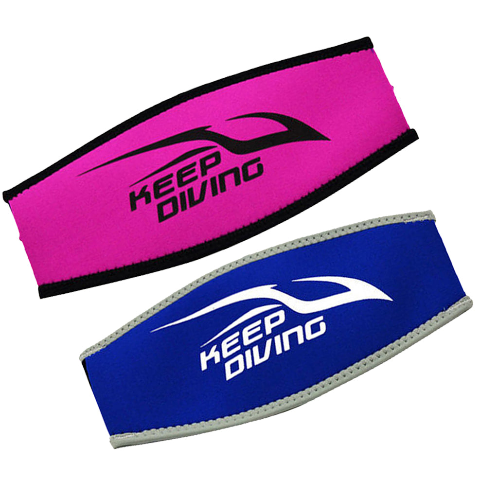 2pcs Comfort Neoprene Diving Scuba Mask Strap Cover Protector Blue+Rose Red