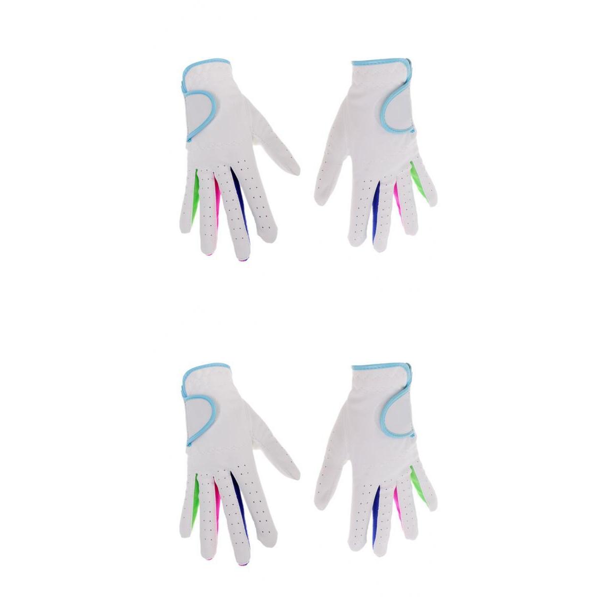 2 Pairs Children Golf Gloves Size 17+ 15 White Blue Soft Durable Super Feel