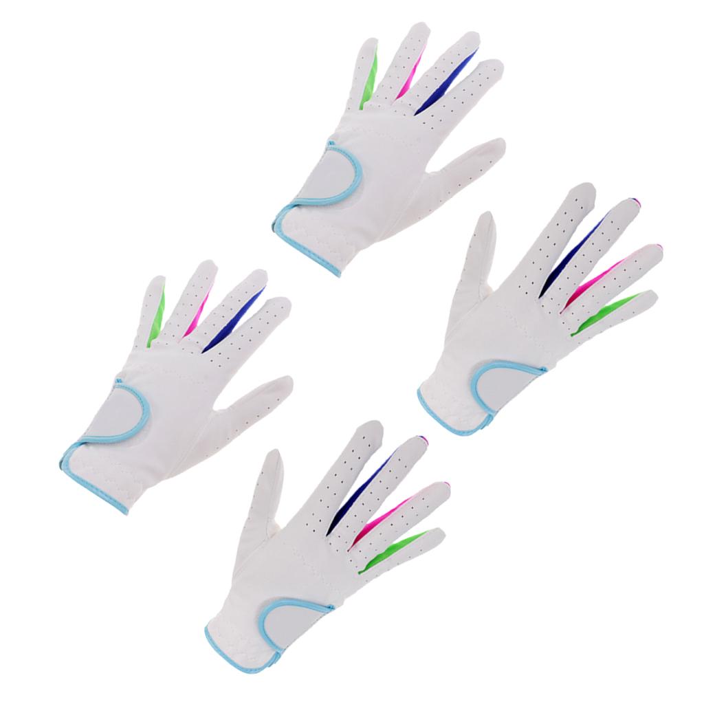 2 Pairs Children Golf Gloves Size 17+ 15 White Blue Soft Durable Super Feel