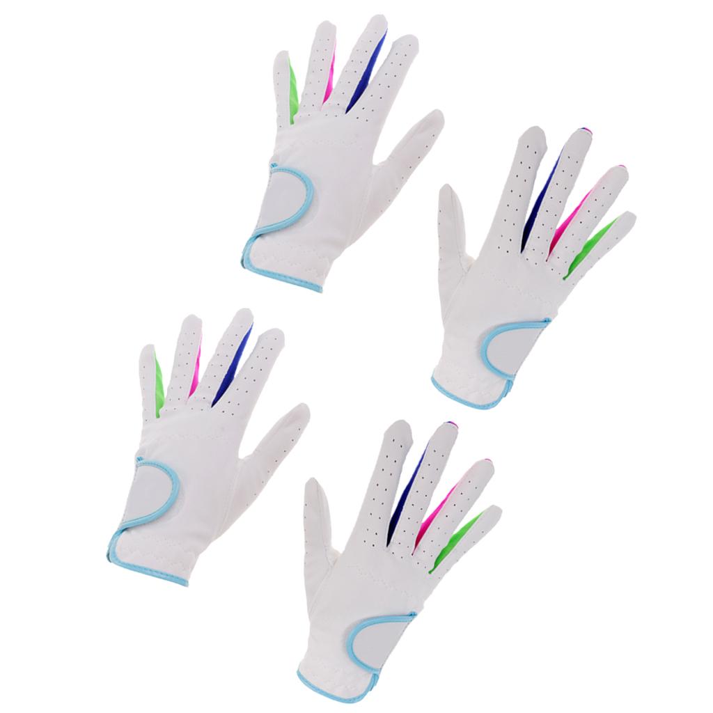 2 Pairs Children Golf Gloves Size 17+ 15 White Blue Soft Durable Super Feel