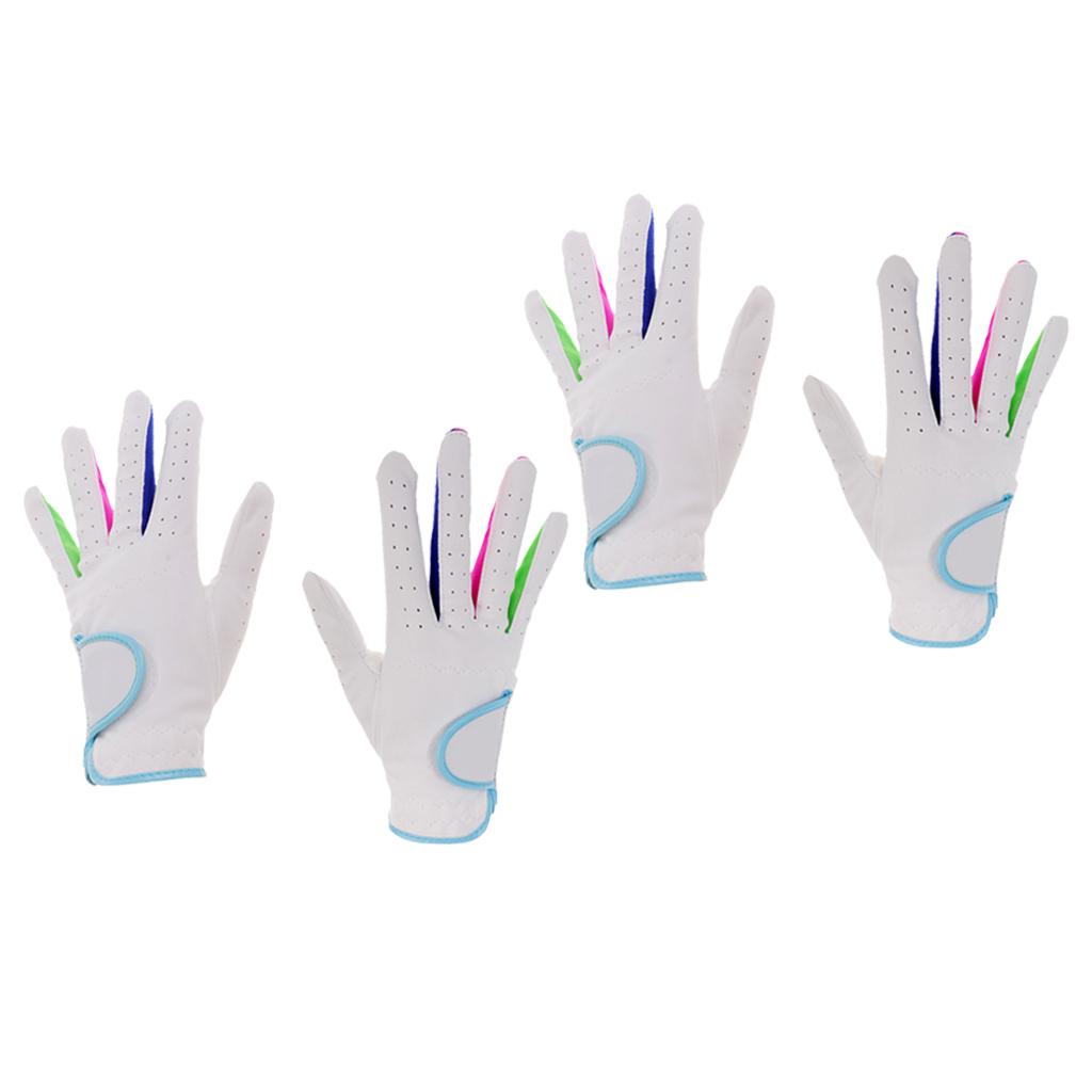2 Pairs Children Golf Gloves Size 17+ 15 White Blue Soft Durable Super Feel