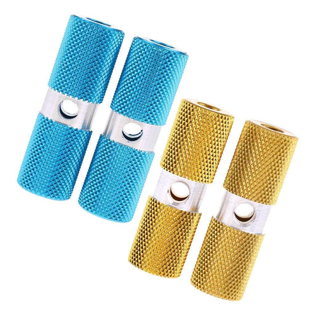 Aluminium Alloy Cylinder BMX Front Rear Axle Foot Pegs Bicycle Blue+Gold