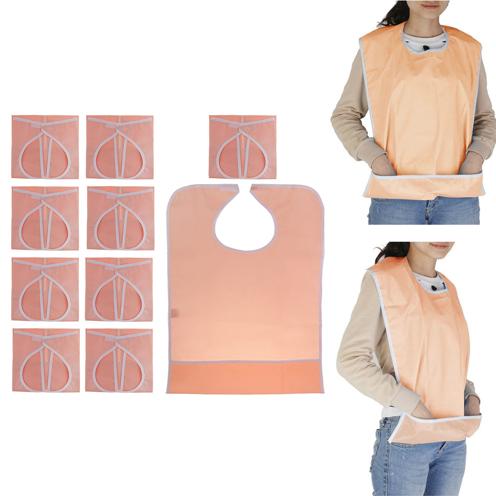 10 Pieces Waterproof Adult Mealtime Bib Cloth Protector Disability Aid Apron
