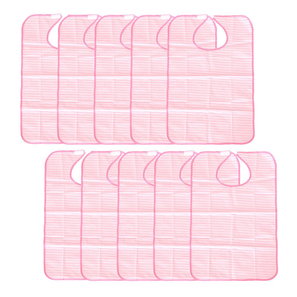 10Pieces Washable Waterproof Adult Mealtime Bib Cloth Eating Protector Apron