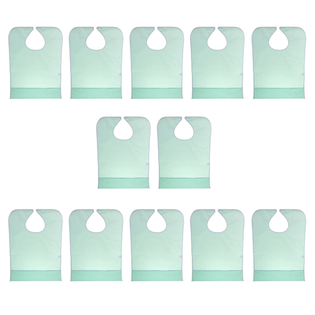 12 Pieces Waterproof Adult Mealtime Bib Cloth Protector Disability Aid Apron
