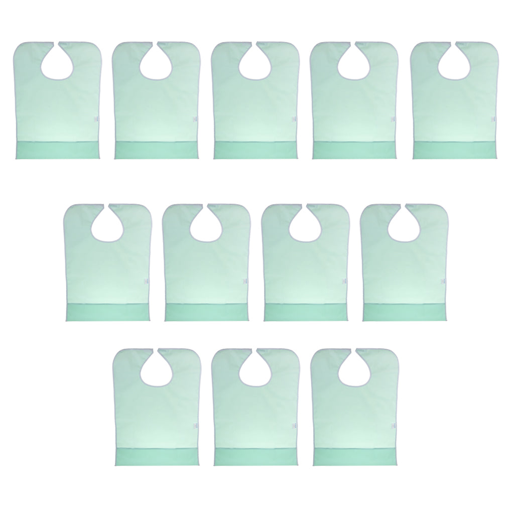 12 Pieces Waterproof Adult Mealtime Bib Cloth Protector Disability Aid Apron