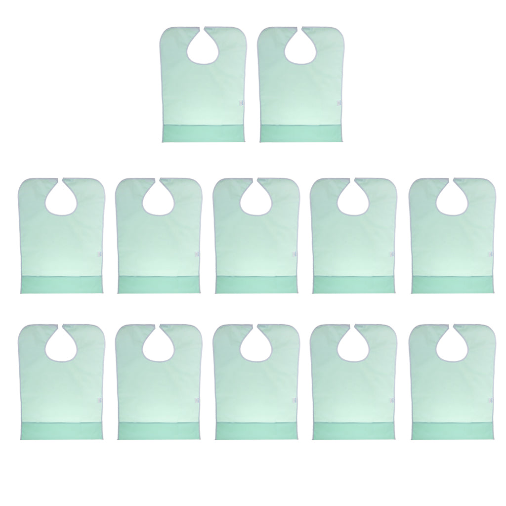 12 Pieces Waterproof Adult Mealtime Bib Cloth Protector Disability Aid Apron