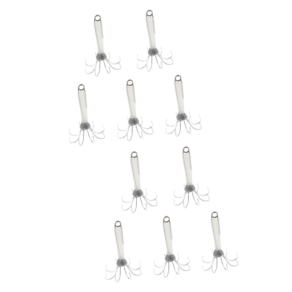 10pcs Noctilucent Squid Jig Hook Octopus Saltwater Fishing Lure Hook 7cm
