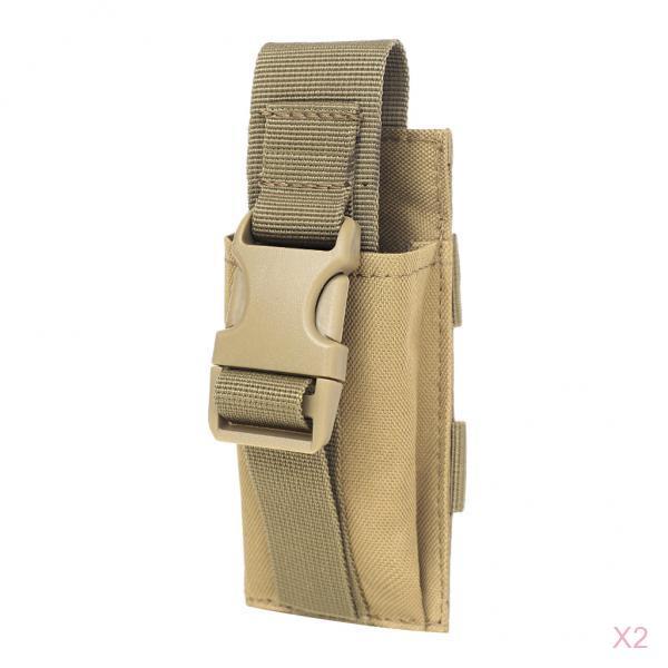 2pcs Tactical Military Flashlight Torch Belt Holster Holder Pouch Tan