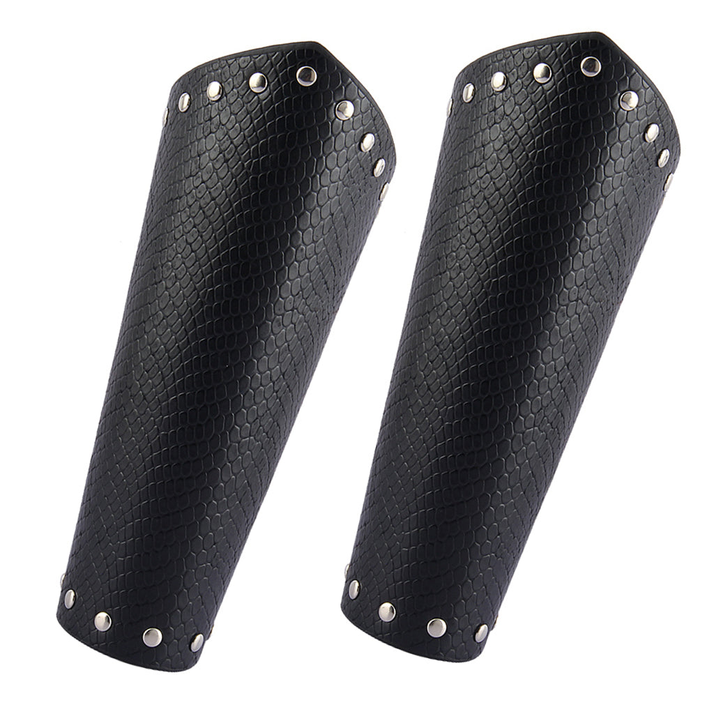 2 Piece Punk Rock Gothic Leather Wrist Bracer Guards Arm Protector Wristband
