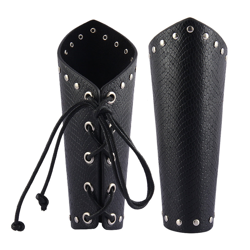 2 Piece Punk Rock Gothic Leather Wrist Bracer Guards Arm Protector Wristband