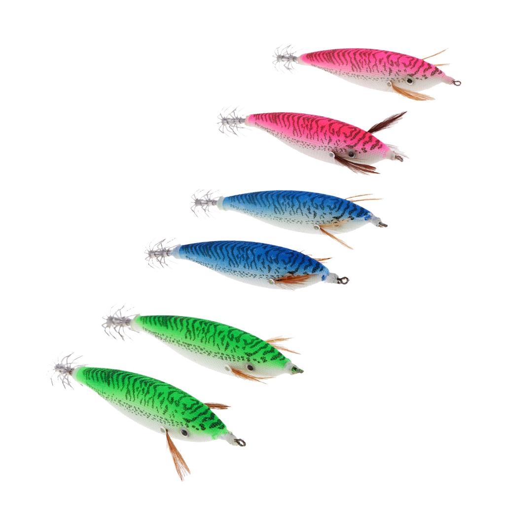 6pcs Luminous Fishing Lure Imitation Shrimp Bait Squid Jig Hook Bionic Bait
