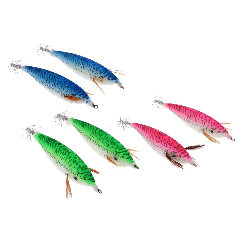 6pcs Luminous Fishing Lure Imitation Shrimp Bait Squid Jig Hook Bionic Bait