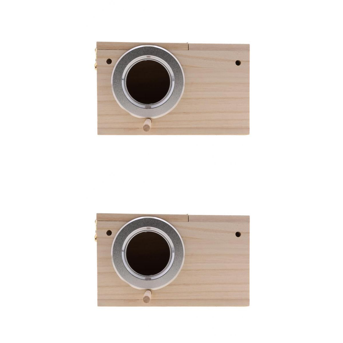 2 Sizes Wooden Wild Bird Nest Box Nesting Feeding Feeder Station House S+M