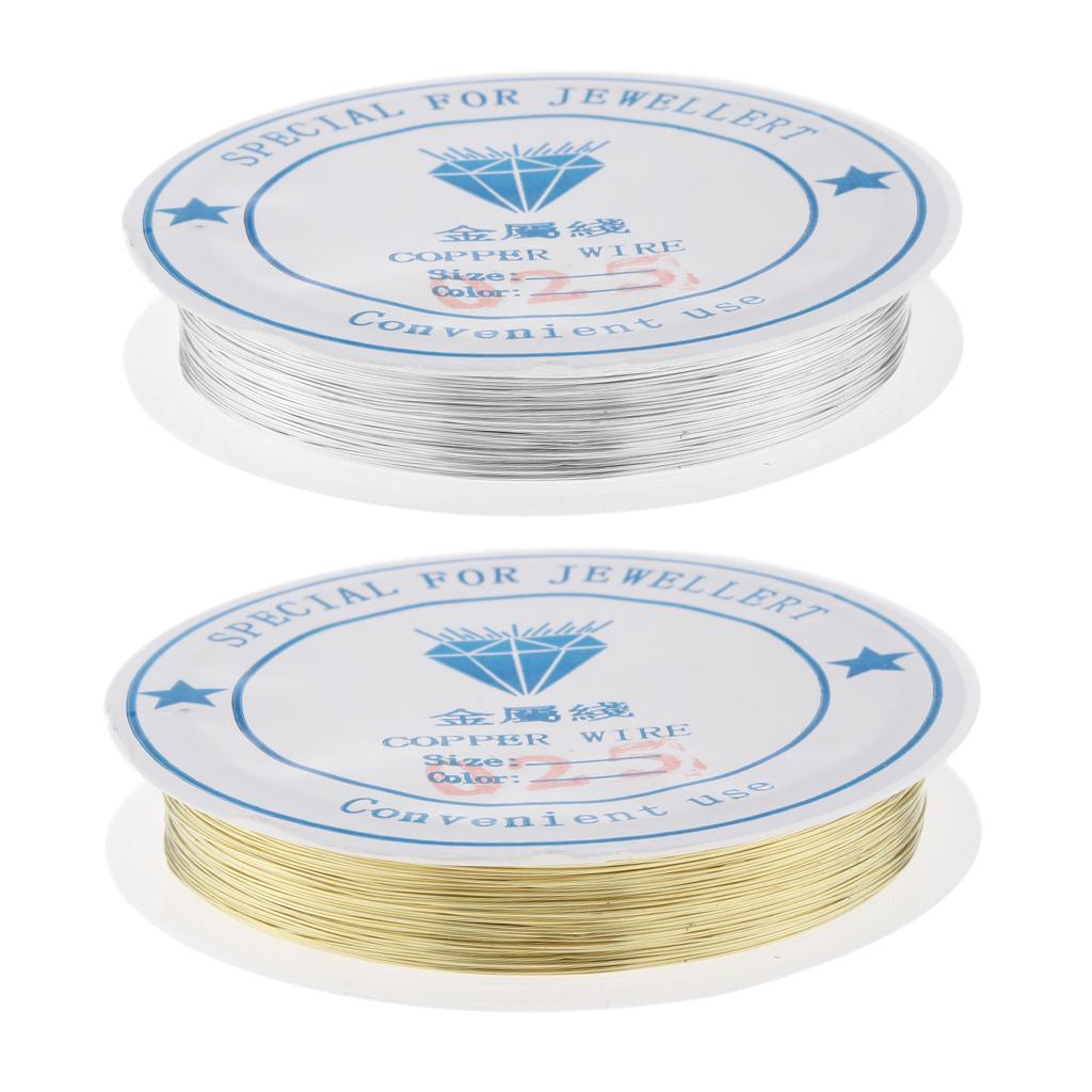 2 Roll Silver/Gold Handmade Copper Wire Beading String Jewelry Wires 0.25mm
