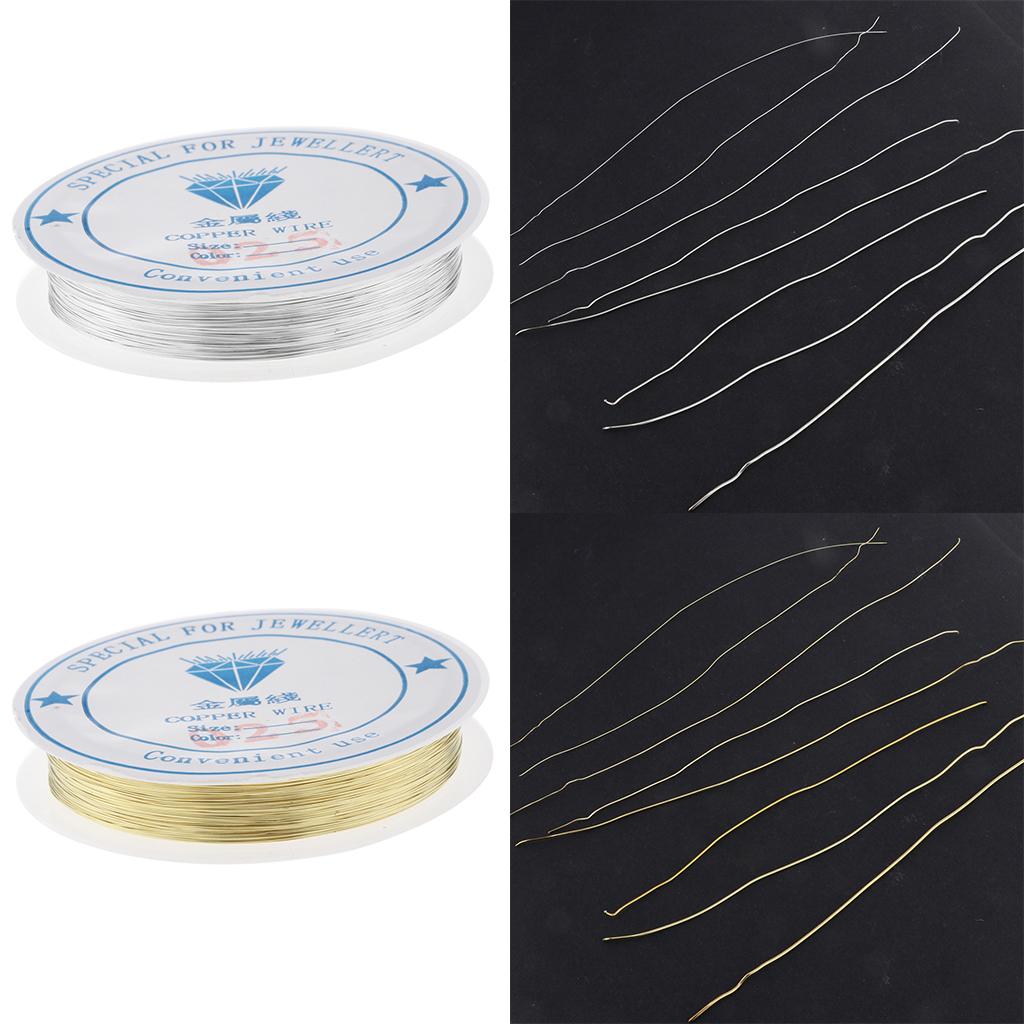 2 Roll Silver/Gold Handmade Copper Wire Beading String Jewelry Wires 0.25mm
